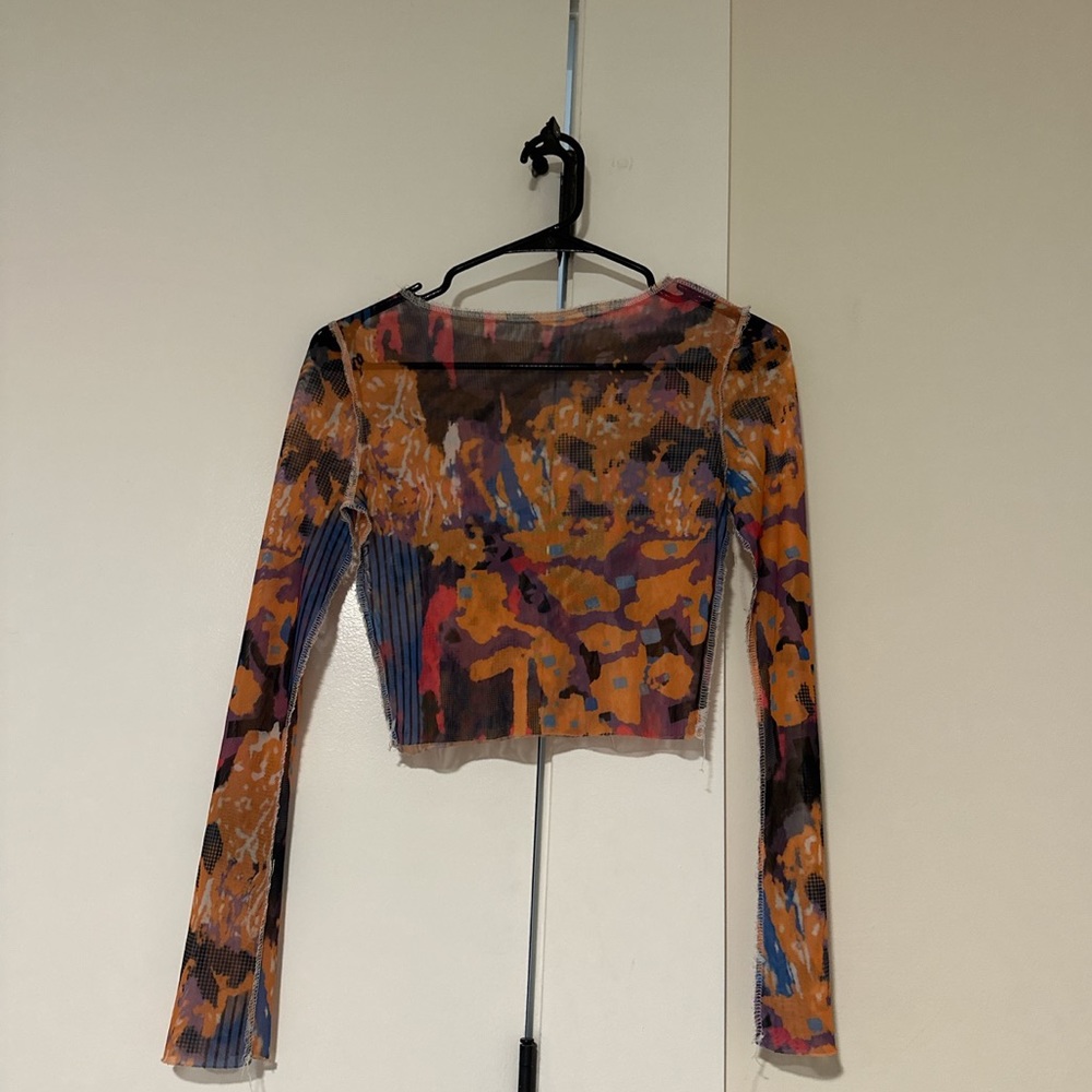 colorful long sleeve sheer